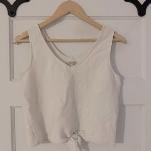 Madewell white crop tie bottom tank top. Size M